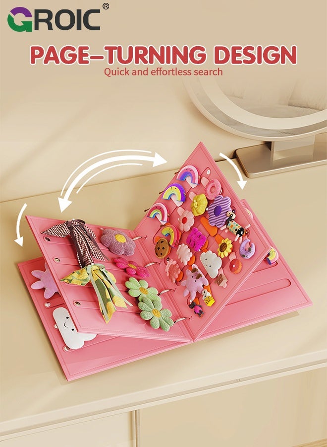 GROIC Hair Clip Organizer Book, Felt Hair Accessories Organizer with 2 Inner Pages, Large Capacity Travel Book-Style Holder for Hair Clips, Headbands, Barrettes, Foldable and convenient Hairpin Holder - Image 4